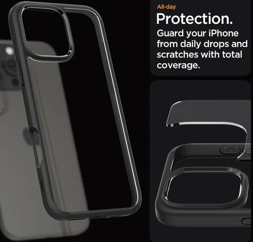 Spigen Ultra Hybrid Apple iPhone 16 Pro Hoesje Back Cover Zwart afbeelding 7
