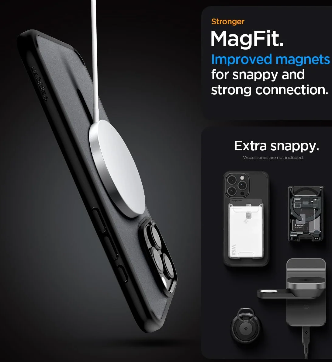 Spigen Ultra Hybrid MagFit Apple iPhone 16 Pro Hoesje MagSafe Frosted Zwart afbeelding 4