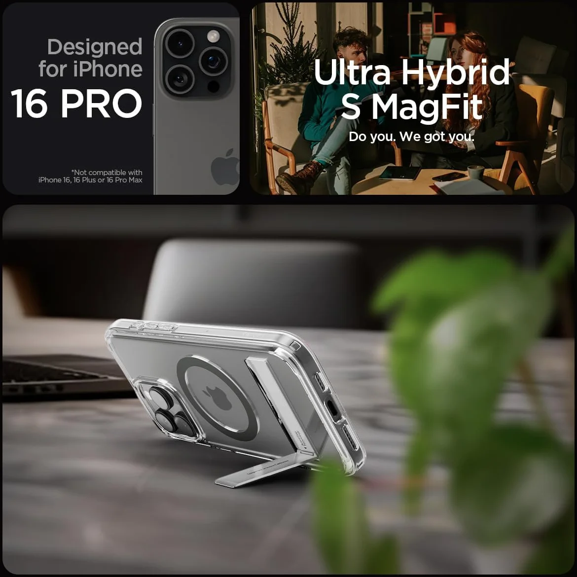 Spigen Ultra Hybrid S MagFit Apple iPhone 16 Pro Hoesje Back Cover Graphite afbeelding 2