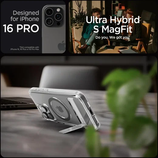 Spigen Ultra Hybrid S MagFit Apple iPhone 16 Pro Hoesje Back Cover Graphite afbeelding 2