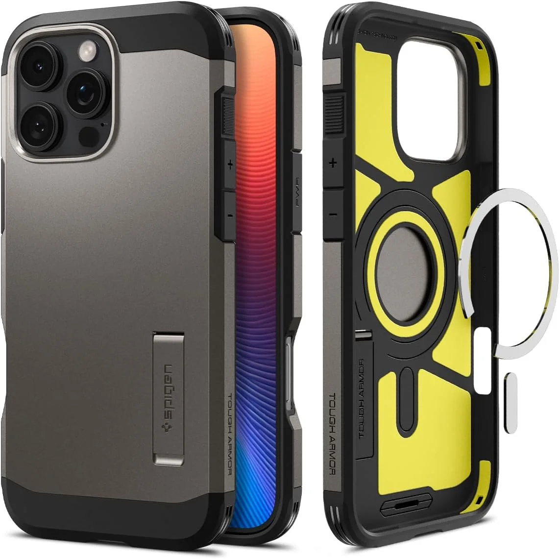 Spigen Tough Armor Apple iPhone 16 Pro Hoesje MagSafe Back Cover Gunmetal afbeelding 1