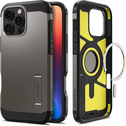 Spigen Tough Armor Apple iPhone 16 Pro Hoesje MagSafe Back Cover Gunmetal afbeelding 1