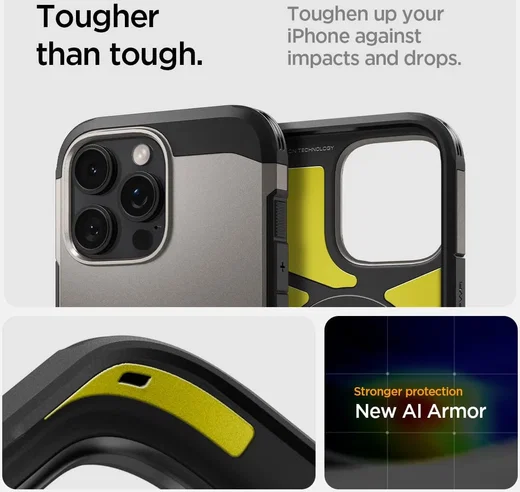 Spigen Tough Armor Apple iPhone 16 Pro Hoesje MagSafe Back Cover Gunmetal afbeelding 6