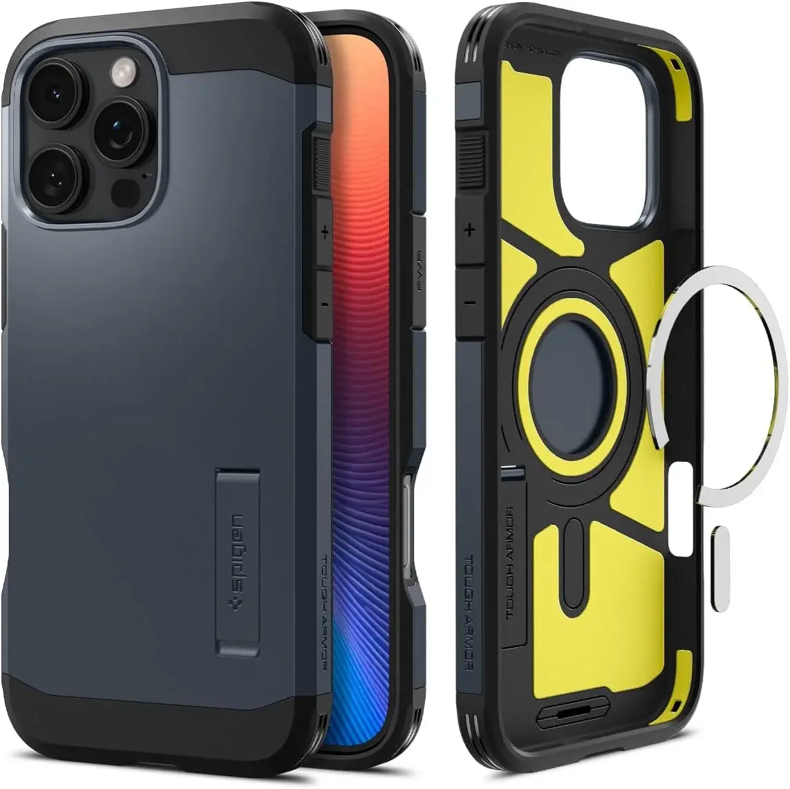 Spigen Tough Armor Apple iPhone 16 Pro Hoesje MagSafe Back Cover Metal Slate afbeelding 1