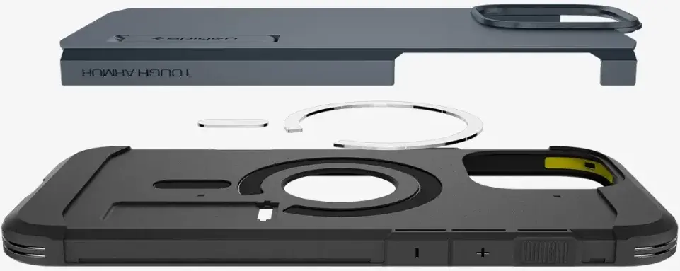 Spigen Tough Armor Apple iPhone 16 Pro Hoesje MagSafe Back Cover Metal Slate afbeelding 10