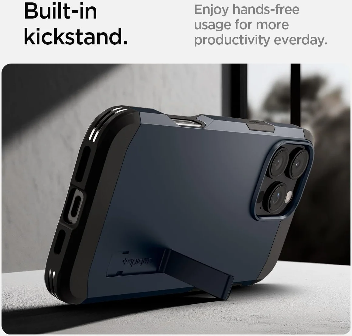 Spigen Tough Armor Apple iPhone 16 Pro Hoesje MagSafe Back Cover Metal Slate afbeelding 3