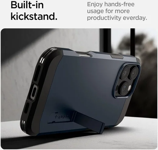Spigen Tough Armor Apple iPhone 16 Pro Hoesje MagSafe Back Cover Metal Slate afbeelding 3