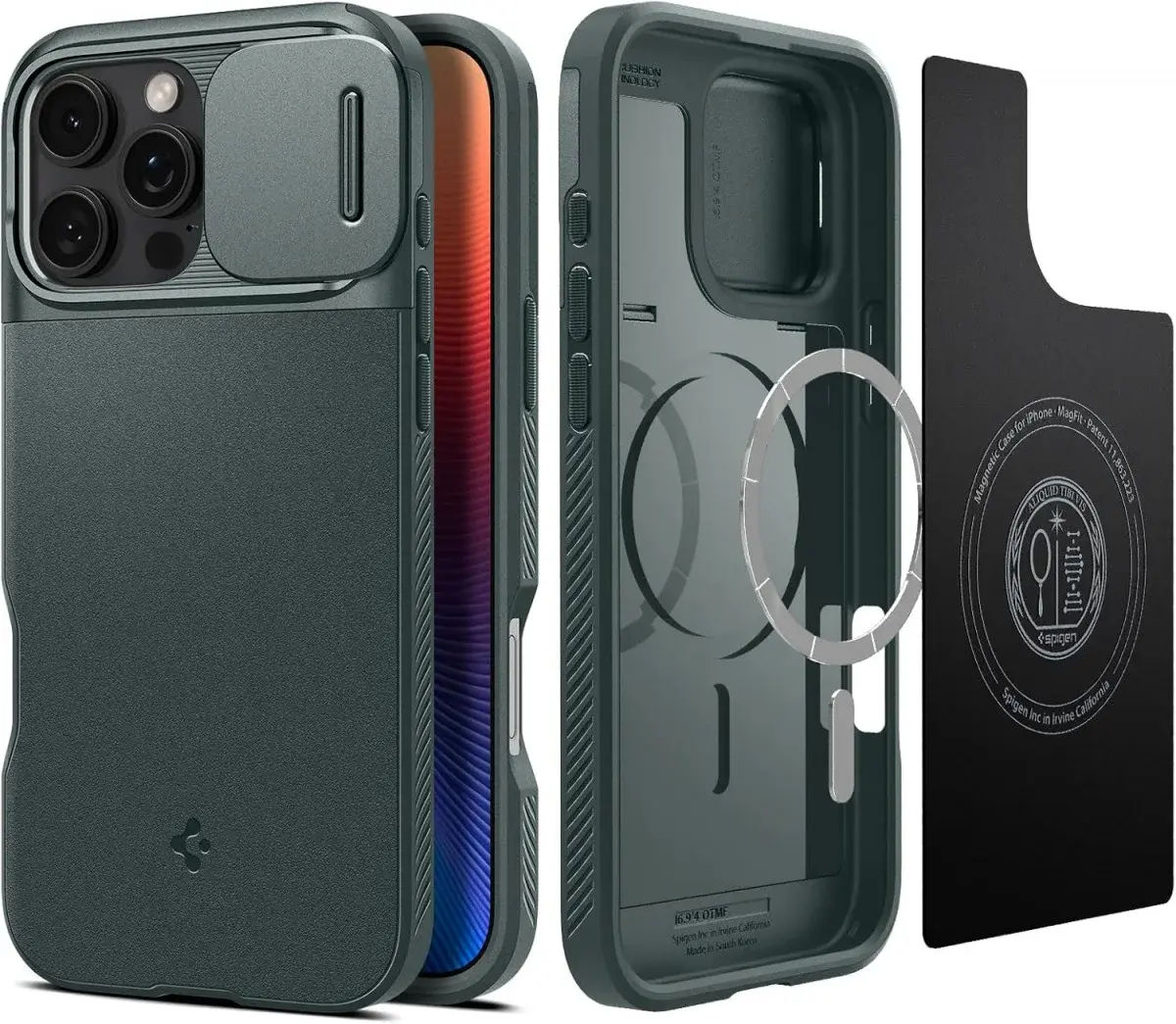 Spigen Optik Armor MagSafe Apple iPhone 16 Pro Hoesje Camera Slider Groen afbeelding 1