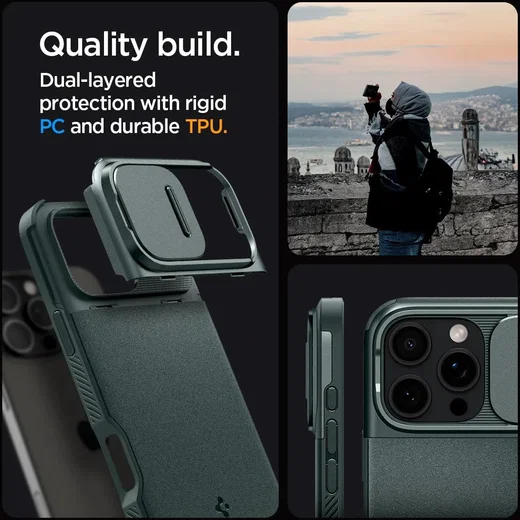 Spigen Optik Armor MagSafe Apple iPhone 16 Pro Hoesje Camera Slider Groen afbeelding 7