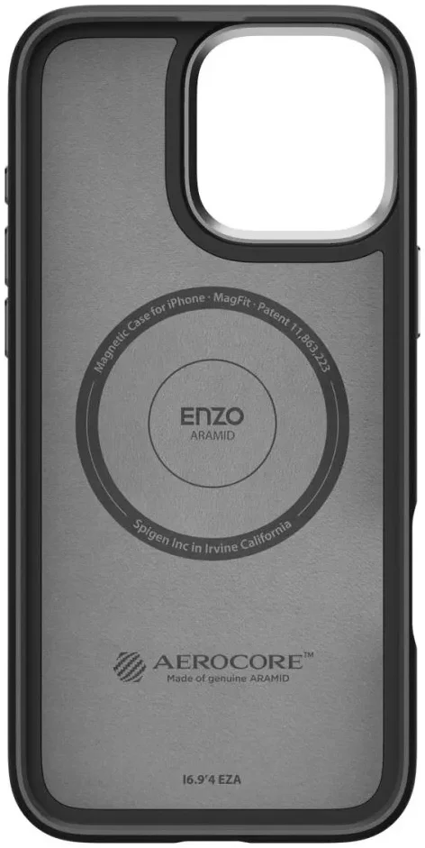 Spigen Enzo Aramid Apple iPhone 16 Pro Hoesje MagSafe Aramide Zwart Zilver afbeelding 11