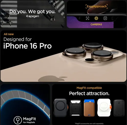 Spigen Enzo Aramid Apple iPhone 16 Pro Hoesje MagSafe Aramide Zwart Zilver afbeelding 3