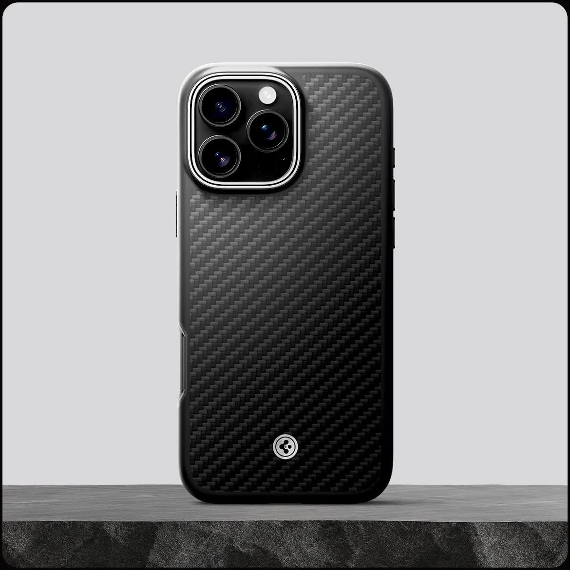 Spigen Enzo Aramid Apple iPhone 16 Pro Hoesje MagSafe Aramide Zwart Zilver afbeelding 9