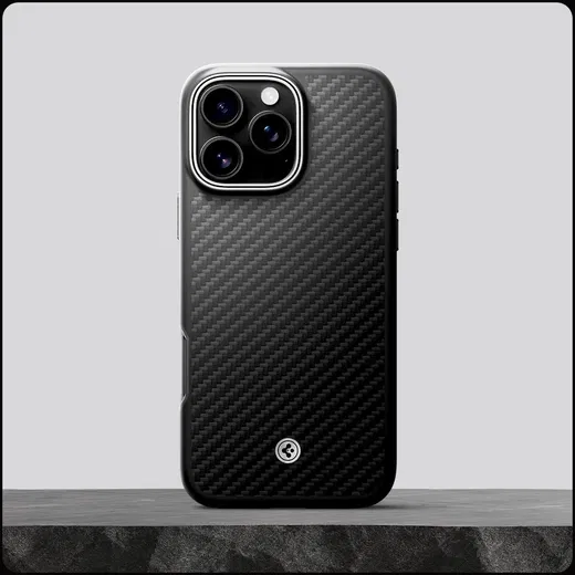 Spigen Enzo Aramid Apple iPhone 16 Pro Hoesje MagSafe Aramide Zwart Zilver afbeelding 9