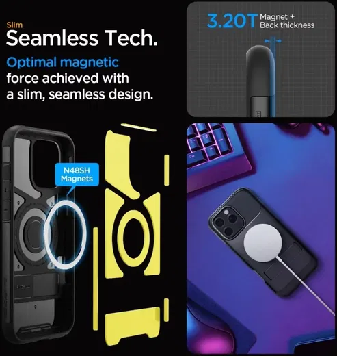 Spigen Slim Armor MagFit Apple iPhone 16 Pro Hoesje MagSafe Zwart afbeelding 5