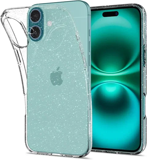 Spigen Liquid Crystal Apple iPhone 16 Hoesje Back Cover Glitter Transparant afbeelding 1