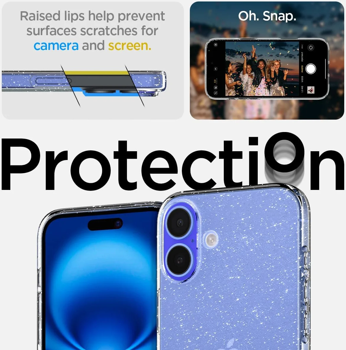 Spigen Liquid Crystal Apple iPhone 16 Hoesje Back Cover Glitter Transparant afbeelding 4