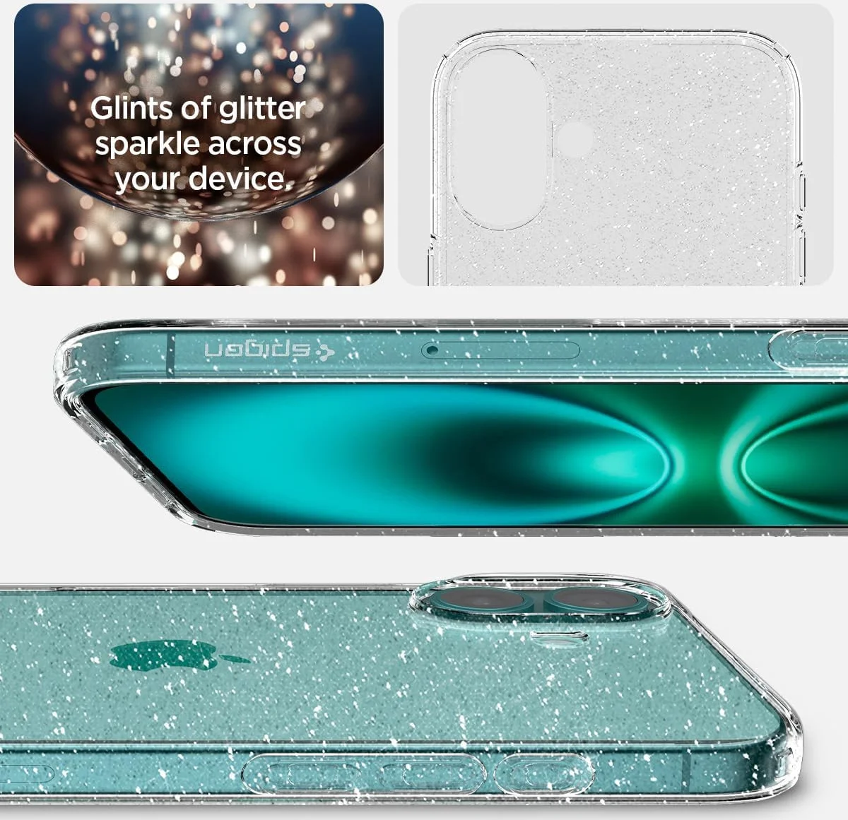 Spigen Liquid Crystal Apple iPhone 16 Hoesje Back Cover Glitter Transparant afbeelding 6