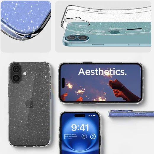 Spigen Liquid Crystal Apple iPhone 16 Hoesje Back Cover Glitter Transparant afbeelding 7