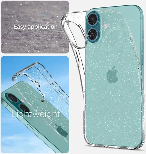 Spigen Liquid Crystal Apple iPhone 16 Hoesje Back Cover Glitter Transparant afbeelding 8