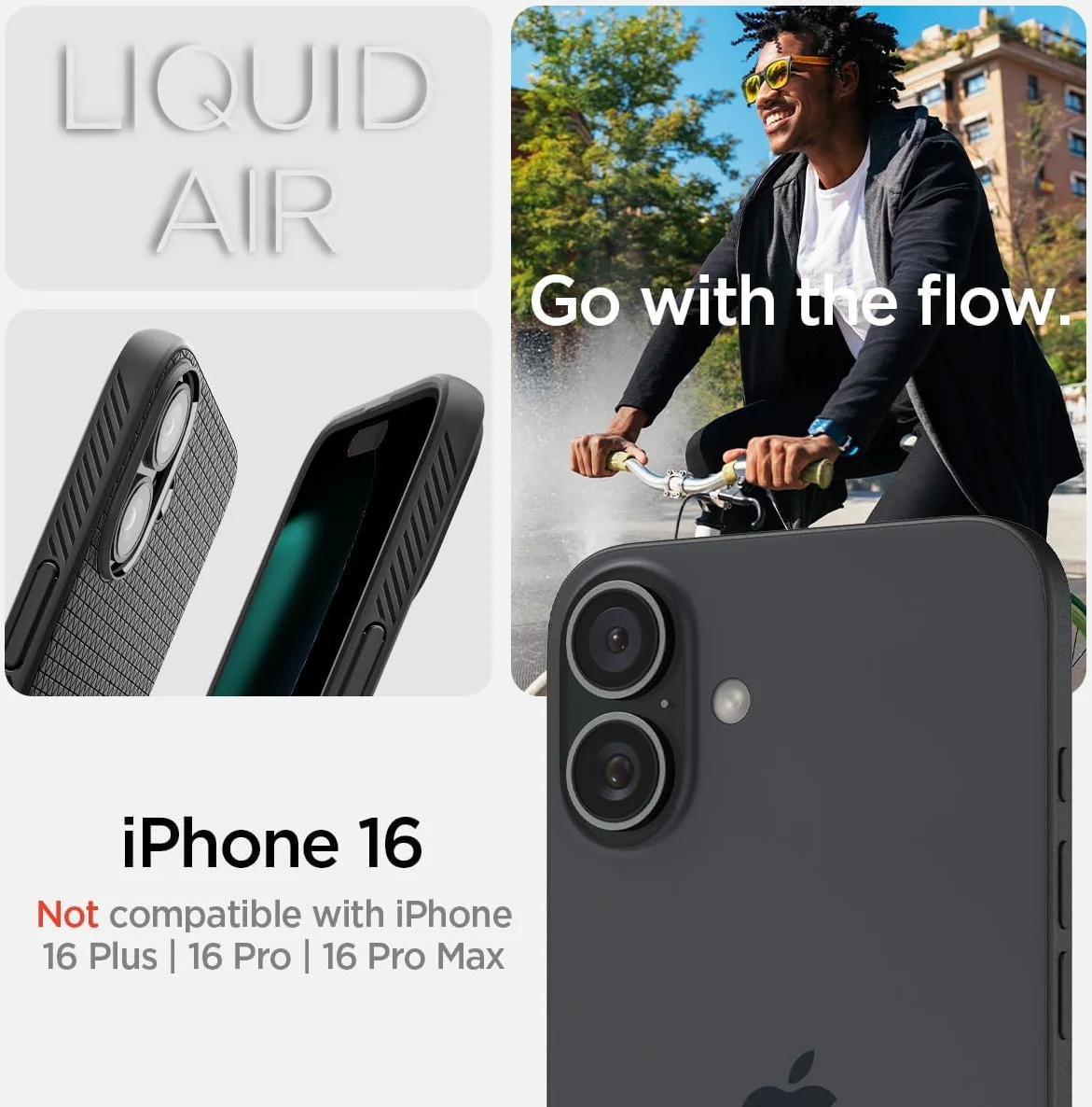 Spigen Liquid Air Apple iPhone 16 Hoesje Back Cover Zwart afbeelding 2