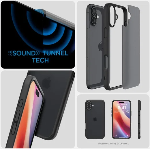 Spigen Ultra Hybrid Apple iPhone 16 Hoesje Back Cover Frosted Zwart afbeelding 4