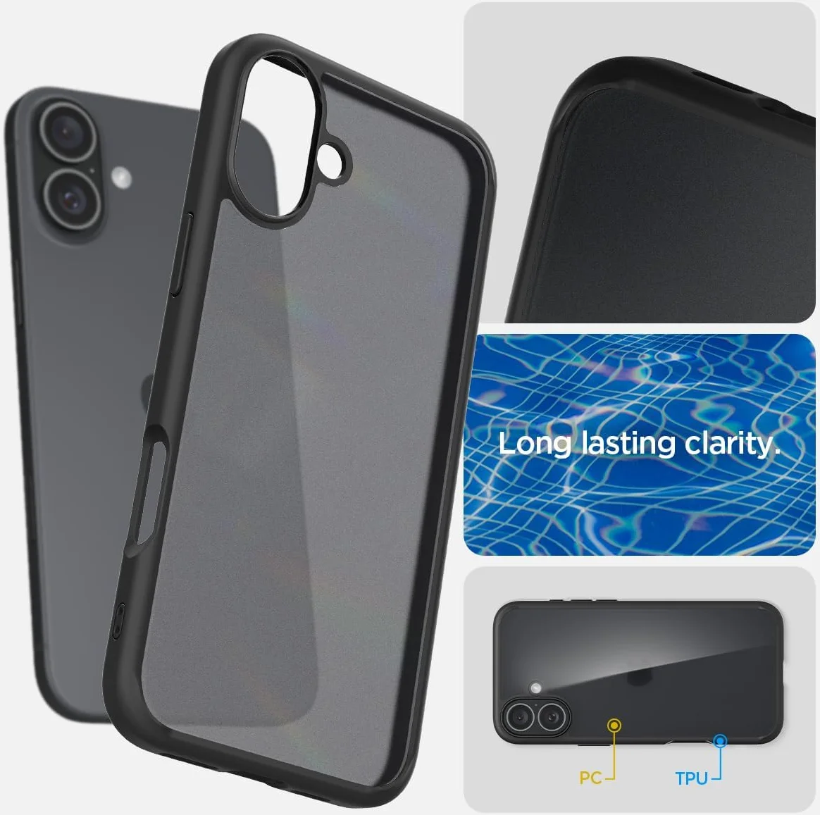 Spigen Ultra Hybrid Apple iPhone 16 Hoesje Back Cover Frosted Zwart afbeelding 5