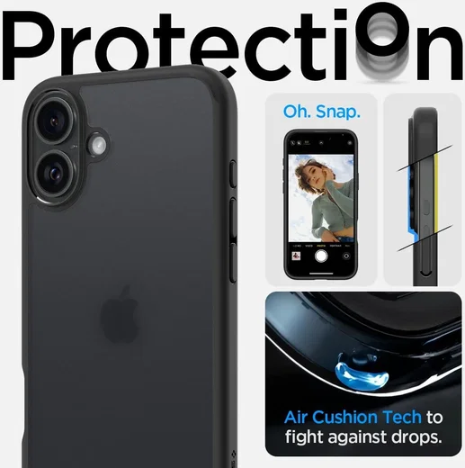 Spigen Ultra Hybrid Apple iPhone 16 Hoesje Back Cover Frosted Zwart afbeelding 6