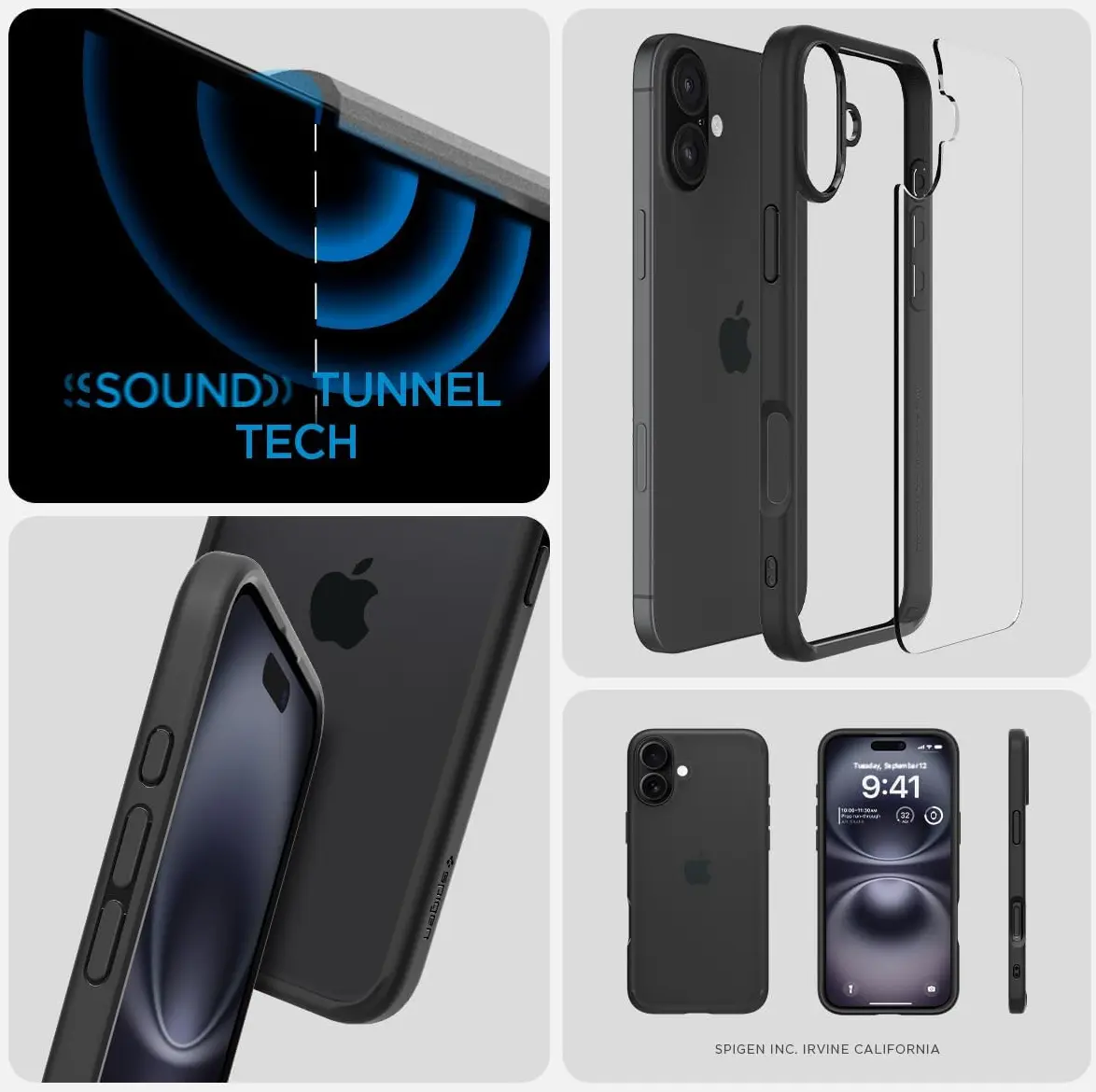 Spigen Ultra Hybrid Apple iPhone 16 Hoesje Back Cover Transparant Zwart afbeelding 5