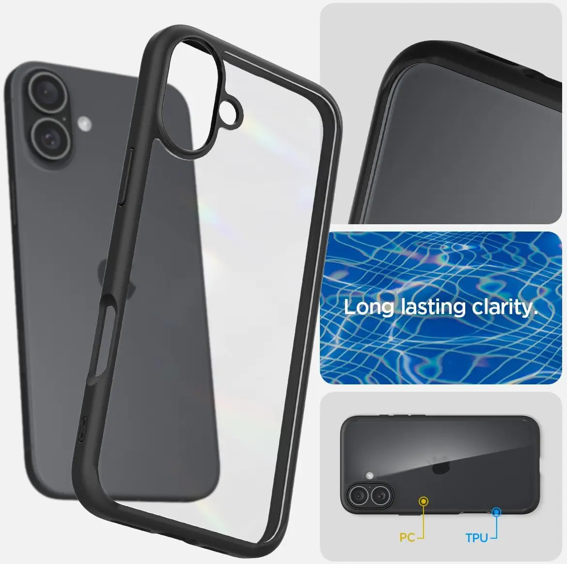 Spigen Ultra Hybrid Apple iPhone 16 Hoesje Back Cover Transparant Zwart afbeelding 8