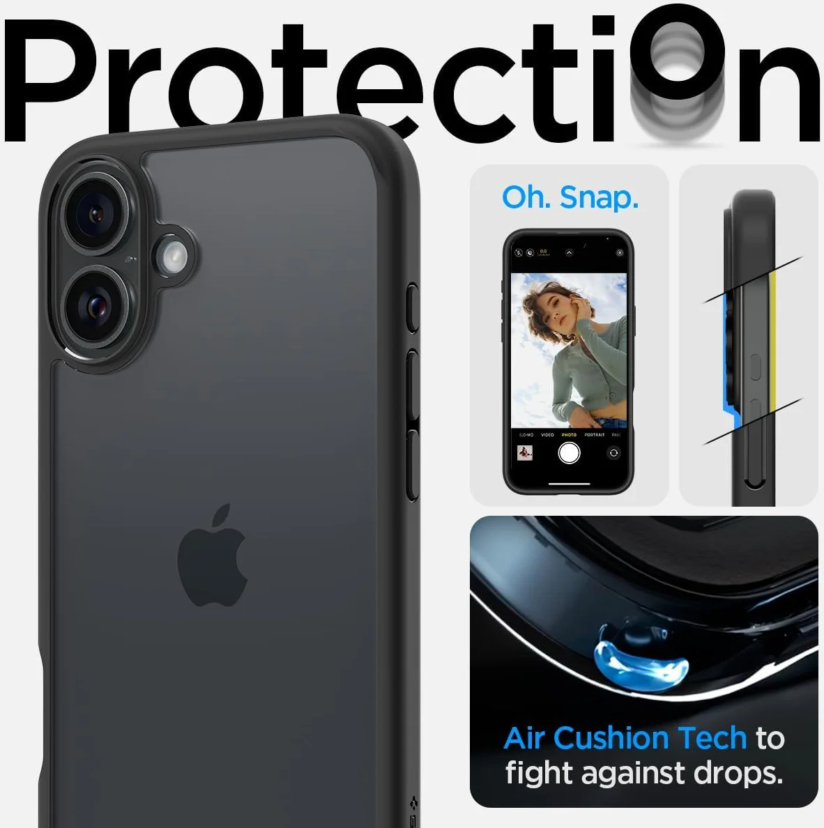 Spigen Ultra Hybrid Apple iPhone 16 Hoesje Back Cover Transparant Zwart afbeelding 4