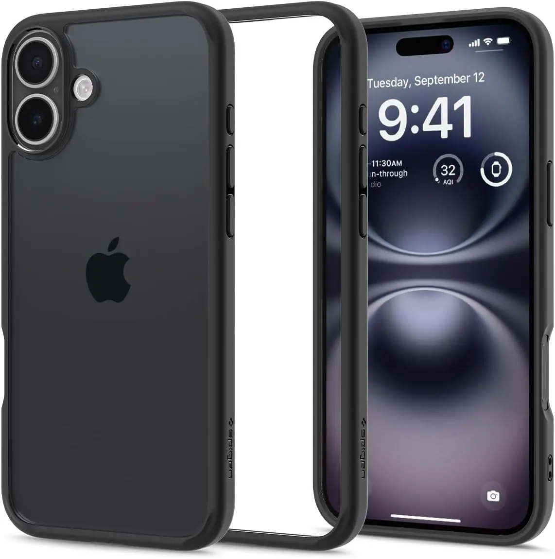 Spigen Ultra Hybrid Apple iPhone 16 Hoesje Back Cover Transparant Zwart afbeelding 1