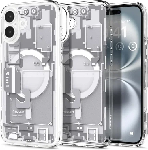 Spigen Ultra Hybrid MagFit Apple iPhone 16 Hoesje MagSafe Zero One Wit afbeelding 1