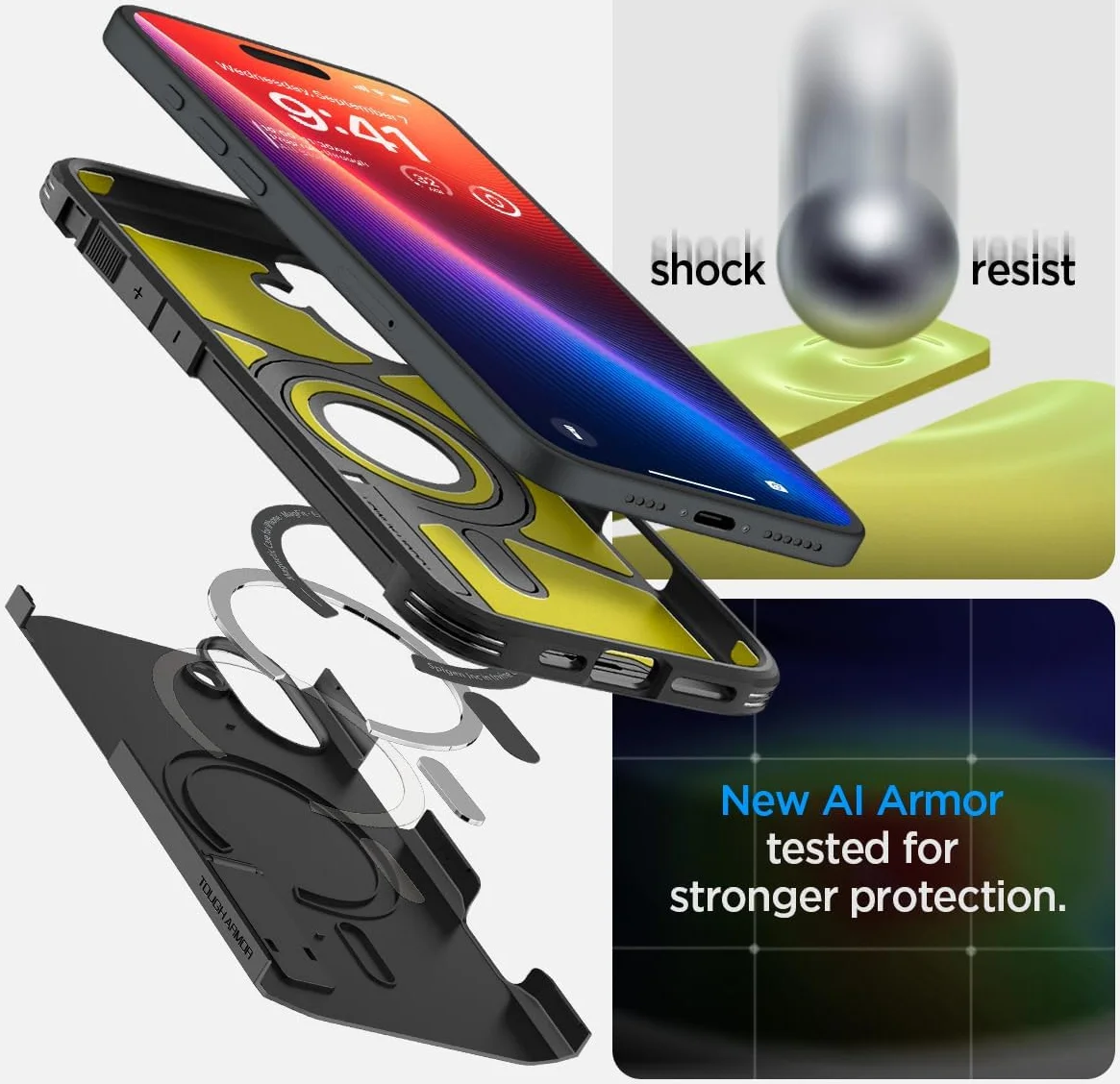 Spigen Tough Armor Apple iPhone 16 Hoesje MagSafe Back Cover Zwart afbeelding 5