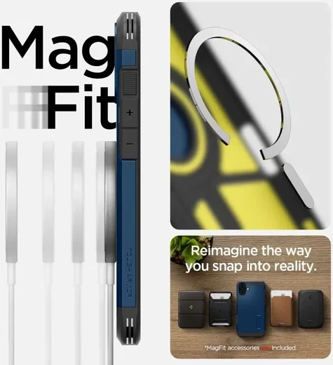 Spigen Tough Armor Apple iPhone 16 Hoesje MagSafe Back Cover Blauw afbeelding 3