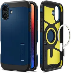 Spigen Tough Armor Apple iPhone 16 Hoesje MagSafe Back Cover Blauw afbeelding
