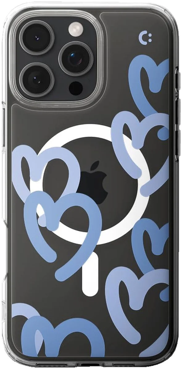 Spigen Ultra Hybrid MagFit Apple iPhone 16 Pro Max Hoesje MagSafe Hearts Denim afbeelding 2