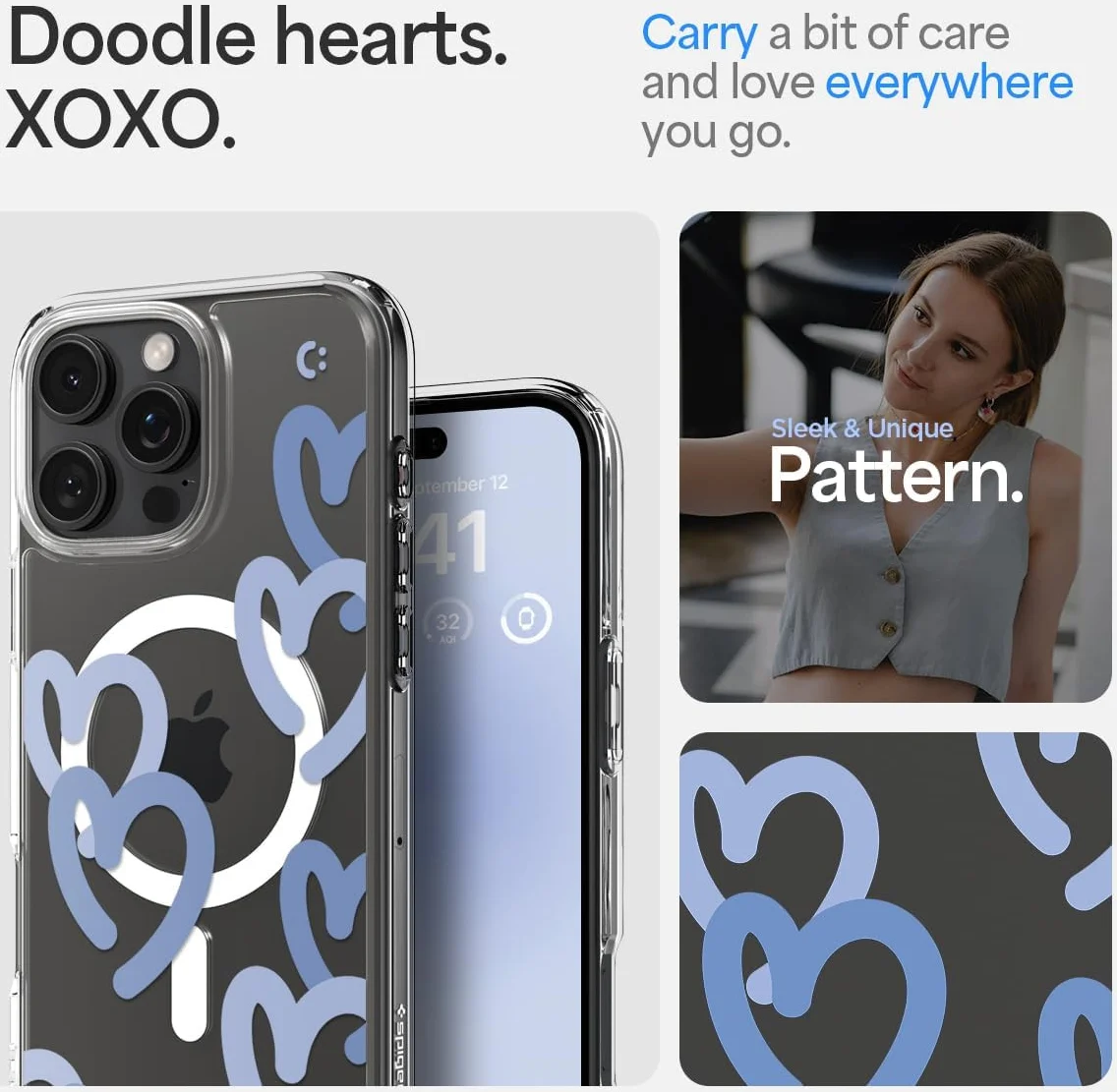 Spigen Ultra Hybrid MagFit Apple iPhone 16 Pro Max Hoesje MagSafe Hearts Denim afbeelding 4