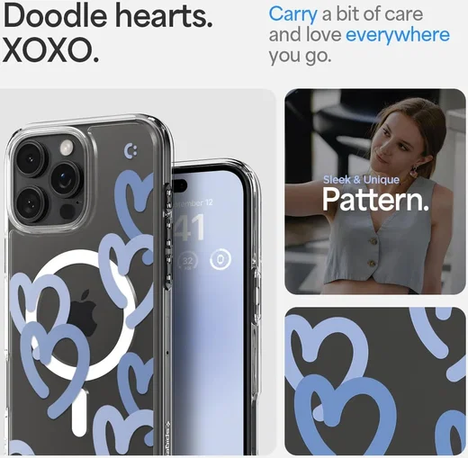 Spigen Ultra Hybrid MagFit Apple iPhone 16 Pro Max Hoesje MagSafe Hearts Denim afbeelding 4