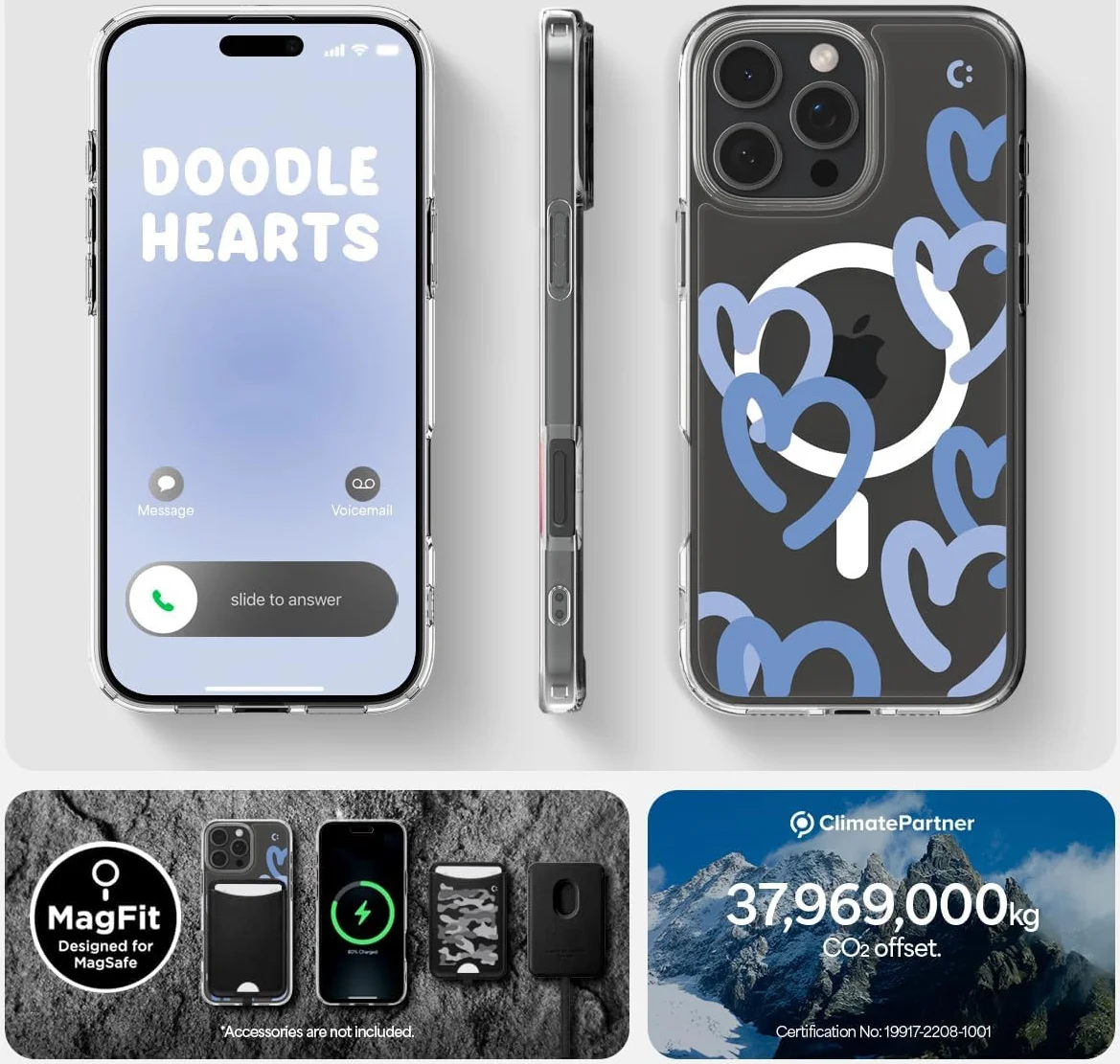 Spigen Ultra Hybrid MagFit Apple iPhone 16 Pro Max Hoesje MagSafe Hearts Denim afbeelding 5