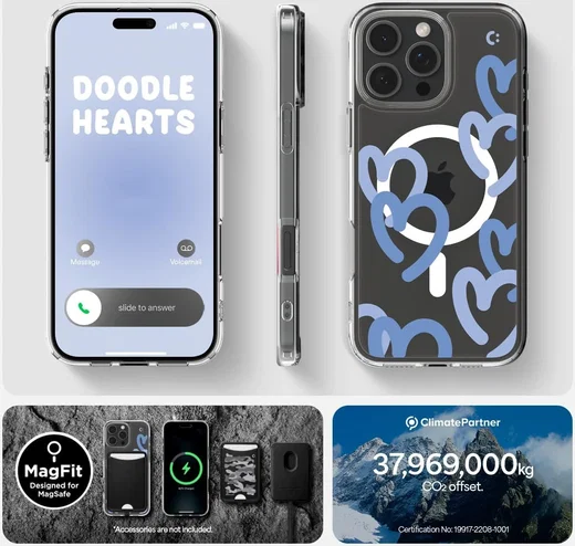 Spigen Ultra Hybrid MagFit Apple iPhone 16 Pro Max Hoesje MagSafe Hearts Denim afbeelding 5