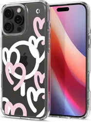 Spigen Ultra Hybrid MagFit Apple iPhone 16 Pro Hoesje MagSafe Hearts Wit Roze afbeelding