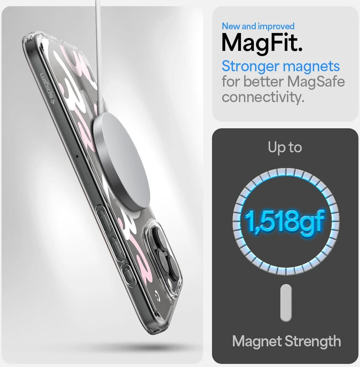 Spigen Ultra Hybrid MagFit Apple iPhone 16 Pro Hoesje MagSafe Hearts Wit Roze afbeelding 2