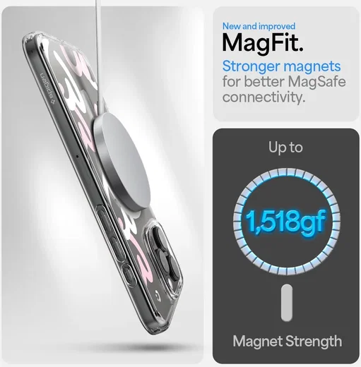 Spigen Ultra Hybrid MagFit Apple iPhone 16 Pro Hoesje MagSafe Hearts Wit Roze afbeelding 2