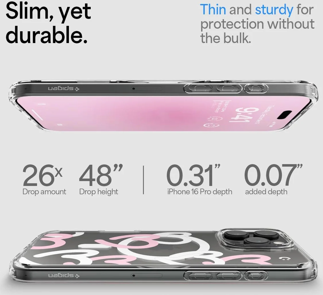Spigen Ultra Hybrid MagFit Apple iPhone 16 Pro Hoesje MagSafe Hearts Wit Roze afbeelding 5