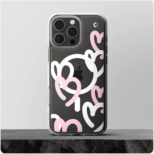 Spigen Ultra Hybrid MagFit Apple iPhone 16 Pro Hoesje MagSafe Hearts Wit Roze afbeelding 6