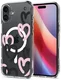 Spigen Ultra Hybrid MagFit Apple iPhone 16 Hoesje MagSafe Hearts Zwart Roze