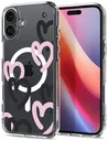 Spigen Ultra Hybrid MagFit Apple iPhone 16 Hoesje MagSafe Hearts Zwart Roze