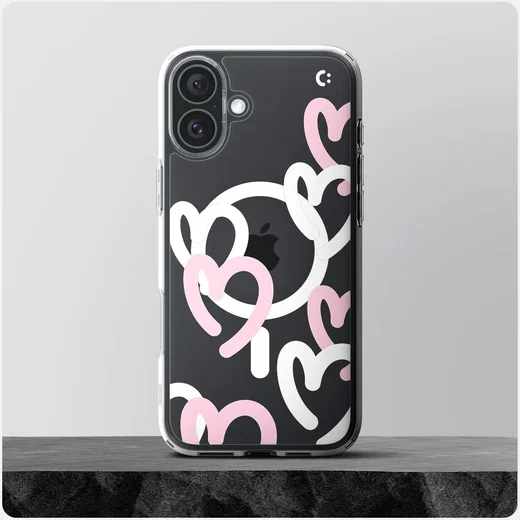 Spigen Ultra Hybrid MagFit Apple iPhone 16 Hoesje MagSafe Hearts Wit Roze afbeelding 6