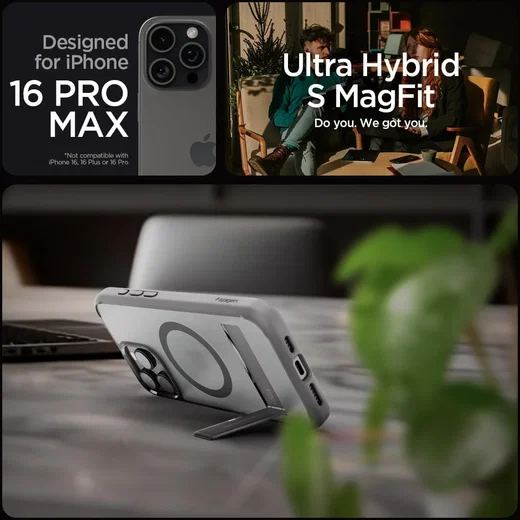 Spigen Ultra Hybrid S MagFit Apple iPhone 16 Pro Max Hoesje Grijs afbeelding 3