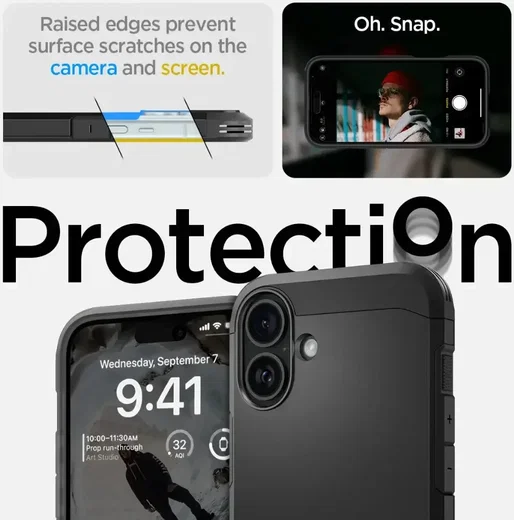 Spigen Tough Armor Apple iPhone 16 Hoesje Back Cover Zwart afbeelding 6